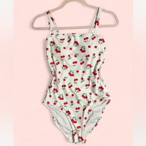 Aerie Cherry Print Swimwear in Red and White Medium